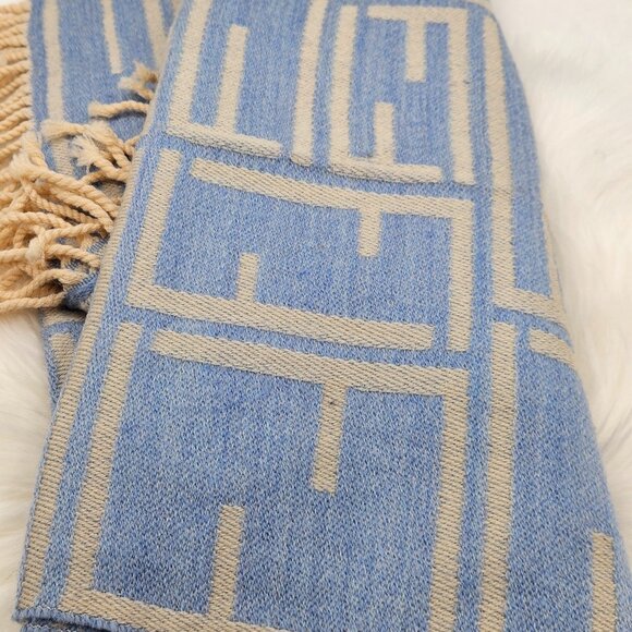 Fendi Zucca Blue and beige pattern Shawl - Picture 12 of 15